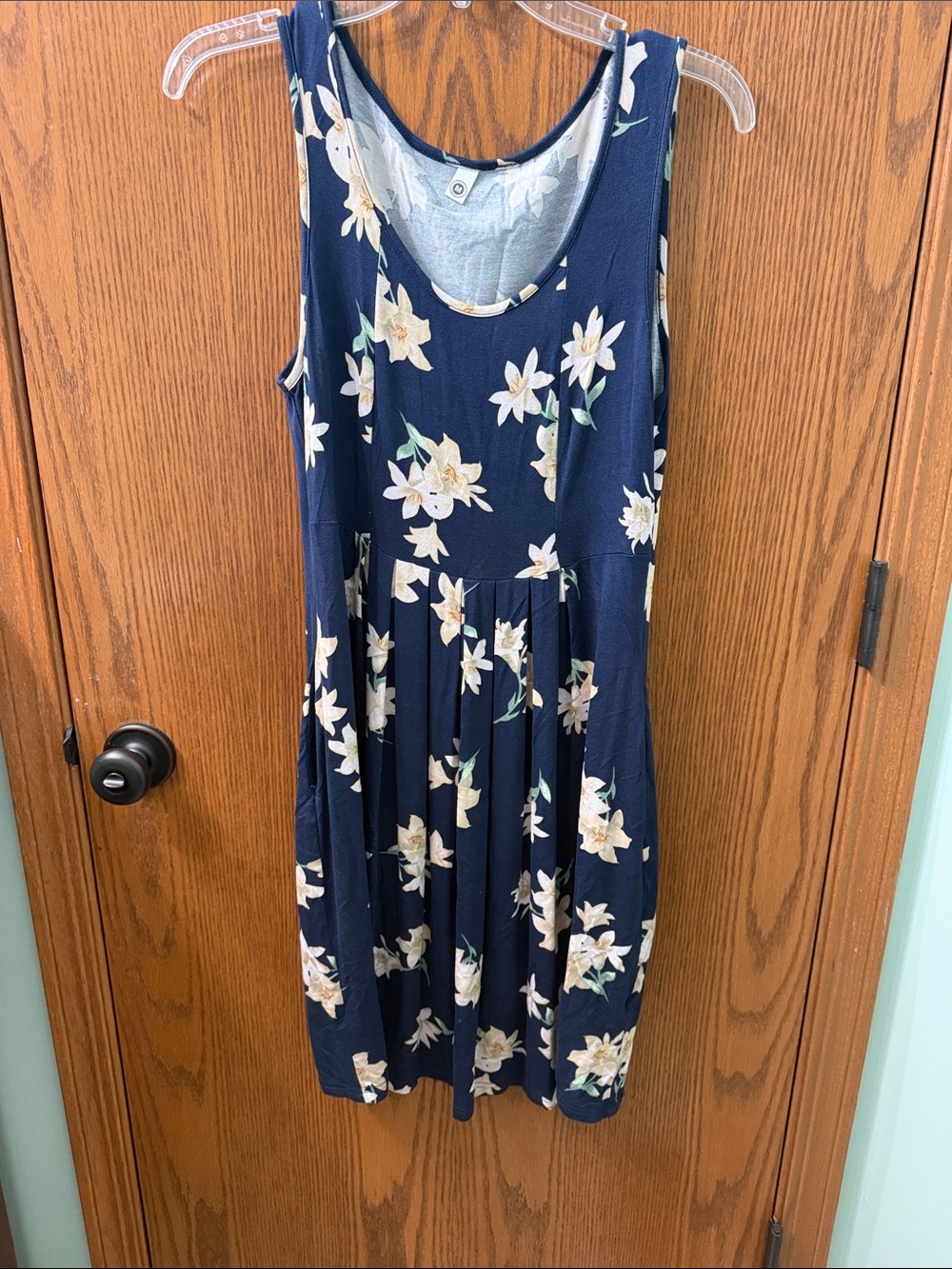 Navy Floral Sleeveless Fit & Flare Dress